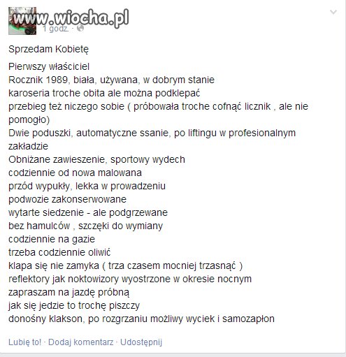 Sprzedam kobietę 