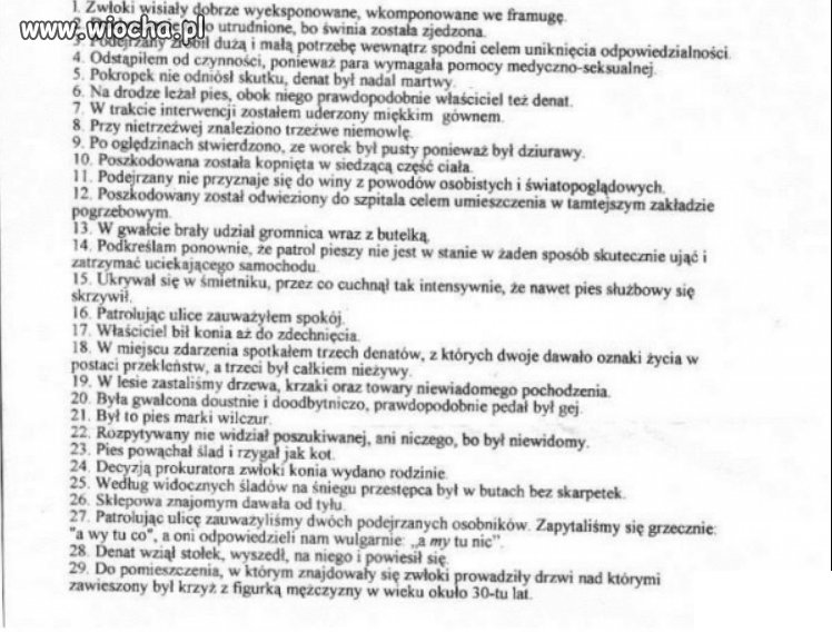 Fragmenty z raportów policyjnych...