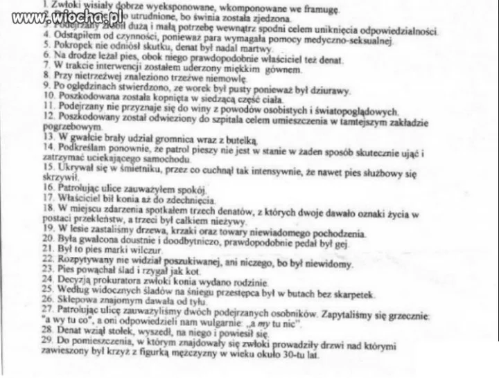 Fragmenty z raportów policyjnych...