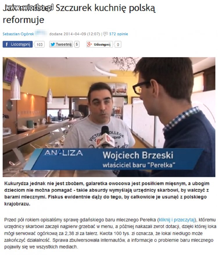 Minister Szczurek reformuje polską kuchnię ..