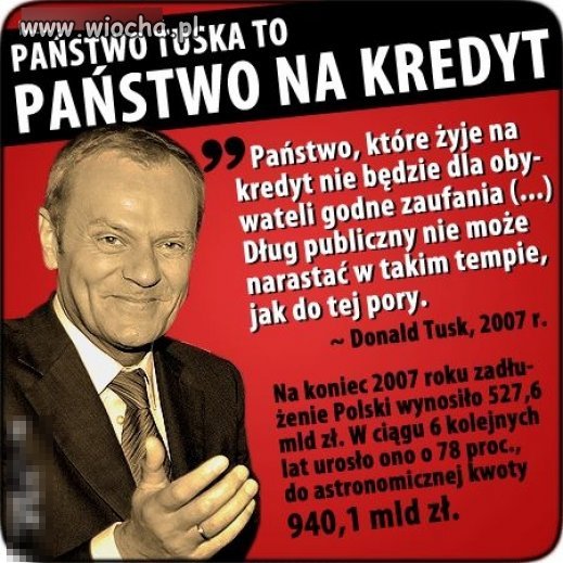 Państwo Tuska to państwo które żyje na kredyt.