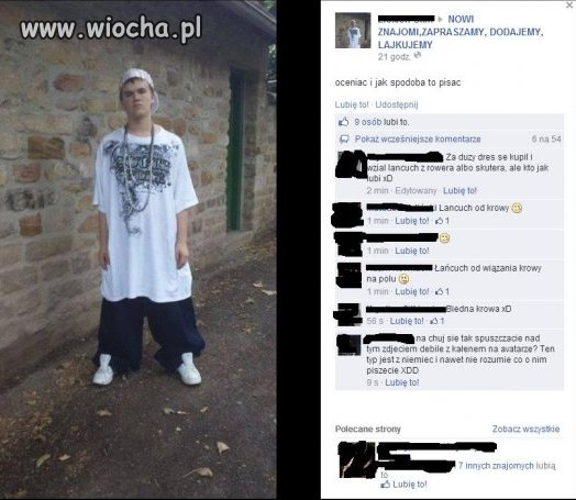 Większych ciuchów założyć nie mógł...
