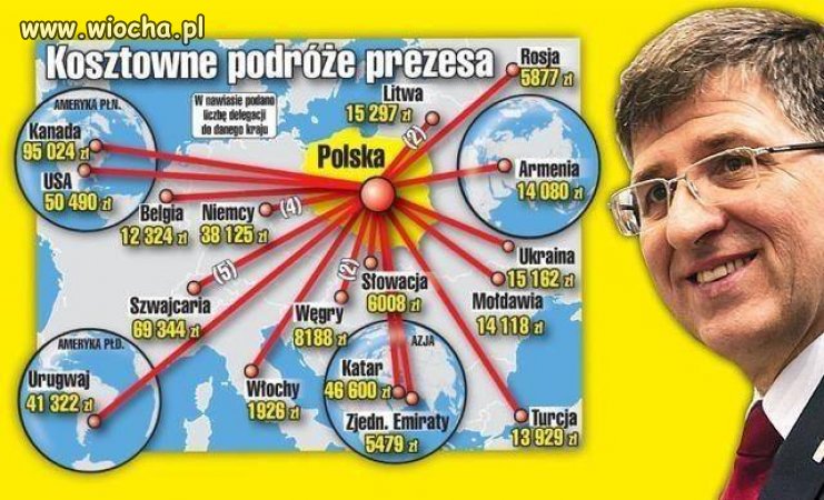  Podróże prezesa ZUS pana  Derdziuka 