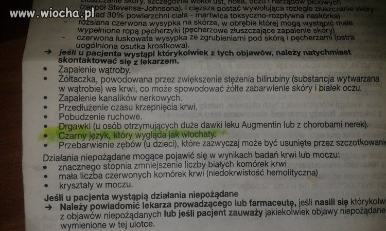 Objawy uboczne 