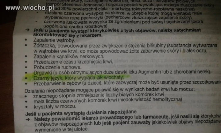Objawy uboczne 