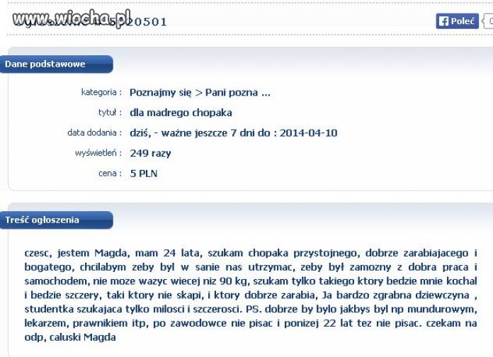 Studentka szukająca miłości...