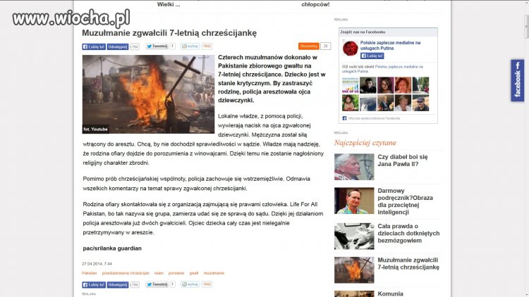 Muzułmanie zgwałcili 7 letnią chrześcijankę