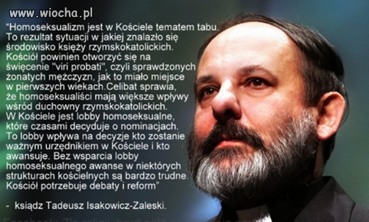 Oj narazi się ksiądz Tadeusz kościelnym cieplakom