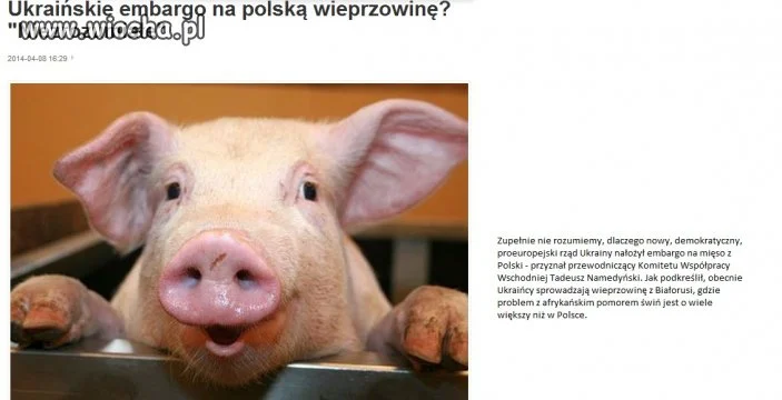 Ukraińskie embargo na polską wieprzowinę?
