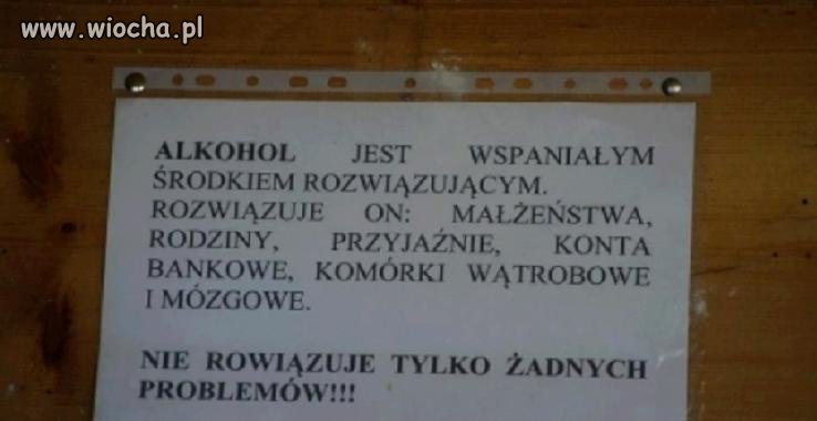 Alkohol jest wspaniałym środkiem rozwiązującym