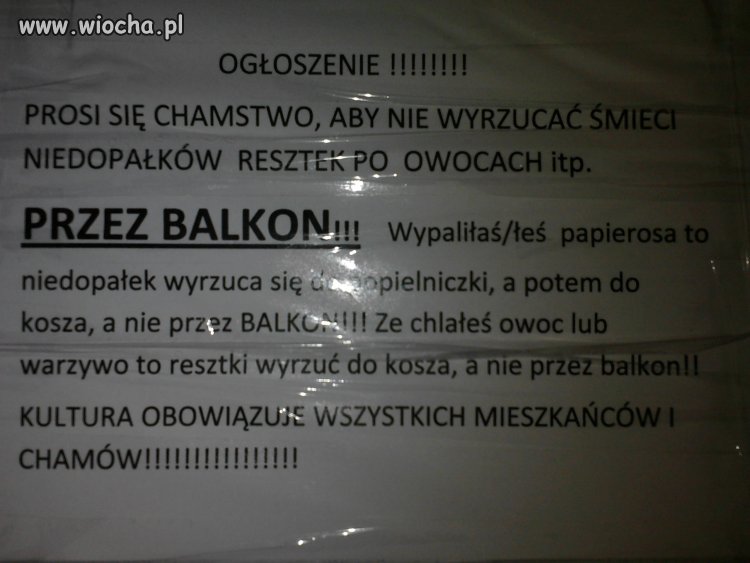 Ogłoszenie w windzie..