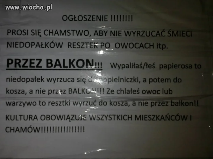 Ogłoszenie w windzie..