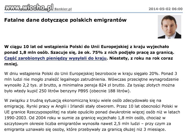 Ponad 1,8 mln osób wyjechało z Polski od czasu wstąpienia do UE
