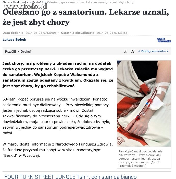 Zbyt chory by go rehabilitować