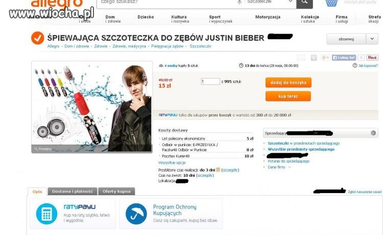 Śpiewająca szczoteczka z Bieberem...