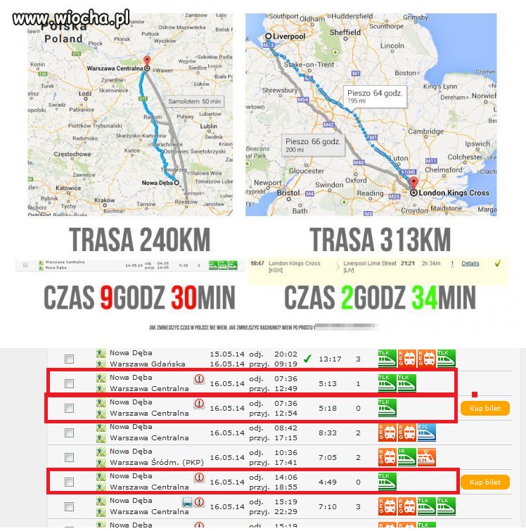 Bilet PKP TLK Nowa Dęba - W-wa Centralna - 62zł