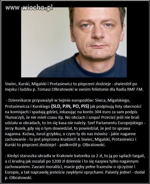Prawda Olbratowskiego na temat europosłów,