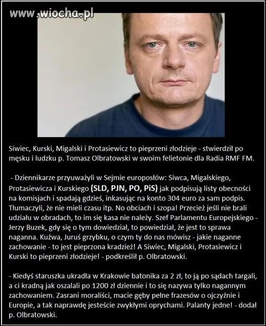 Prawda Olbratowskiego na temat europosłów,