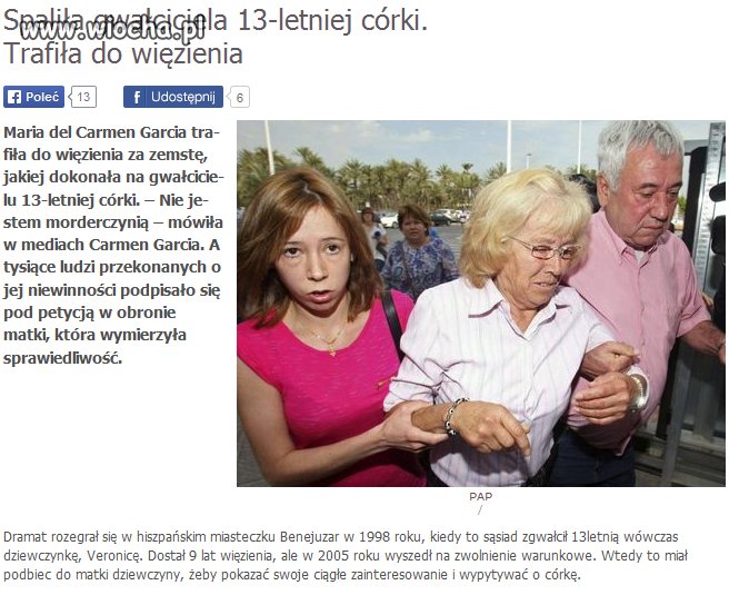 Spaliła gwałciciela swojej 13letniej córki.