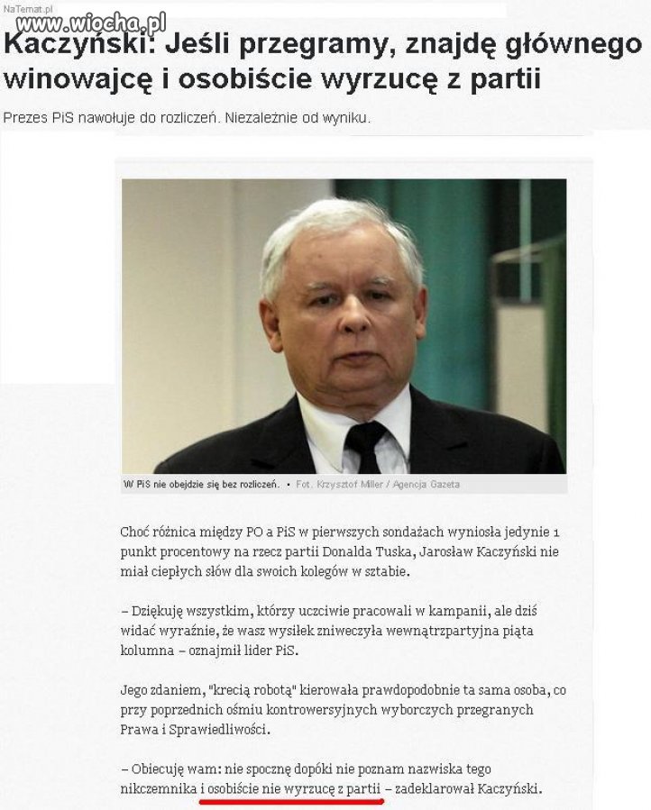 Kaczyński osobiście się nie wyrzuci z partii 