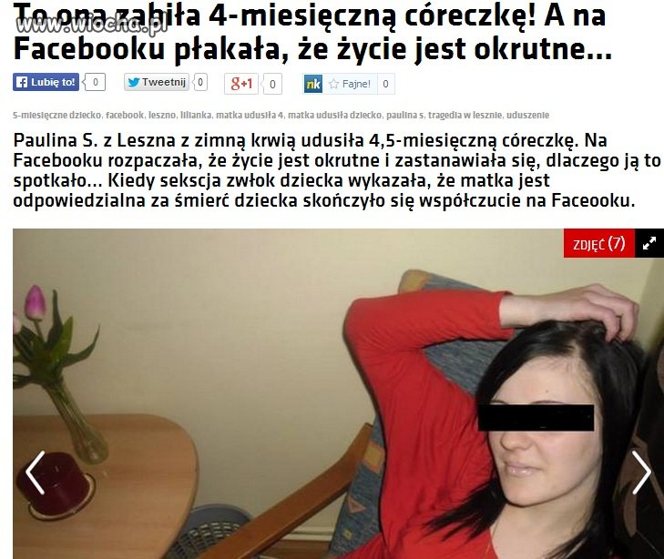 Gdy zabierali ciało dziecka, ona pisała statusty  