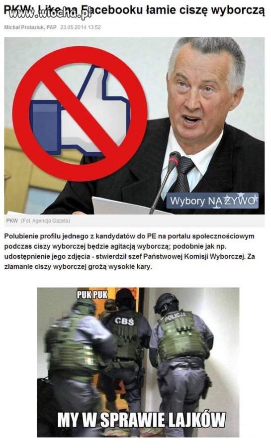 Łamanie ciszy wyborczej w/g PKW