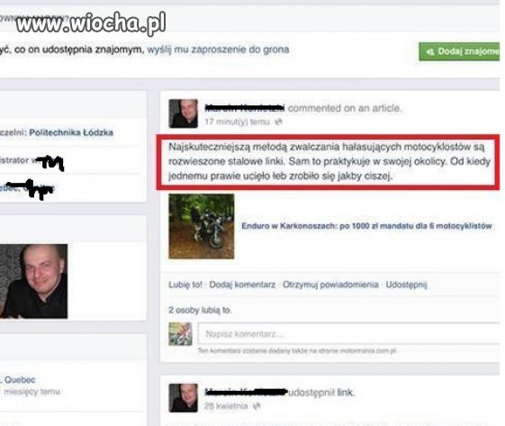 Ku przestrodze wszystkich motocyklistów