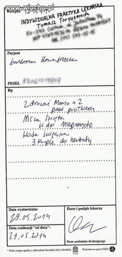 Recepta zgodna z sumieniem lekarza...