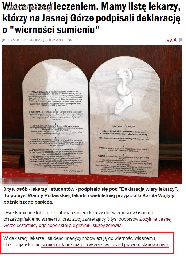 Wiara lekarz, ważniejsza niż pacjenci!