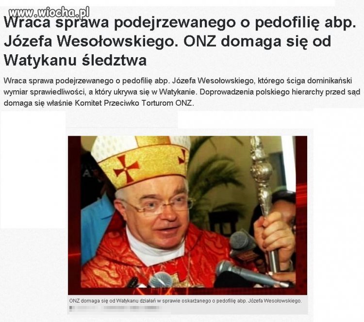 A Watykan ma w d.pie ONZ i nadal chroni pedofila 