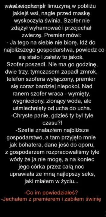 O premierze i świni