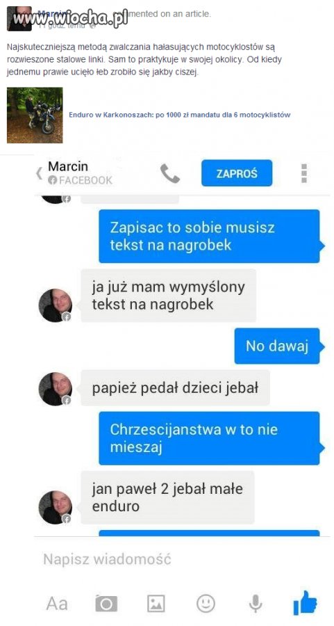 Obraża Jana Pawła II i rozwiesza linki w lesie.