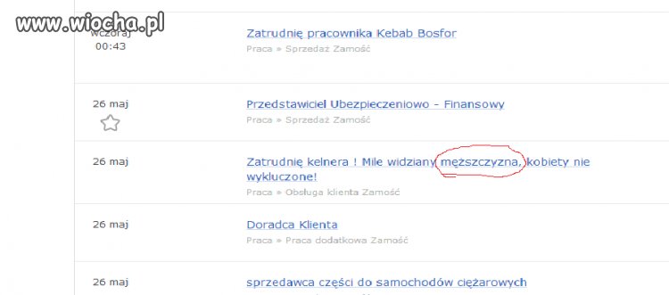 Męższczyzna mile widziany!