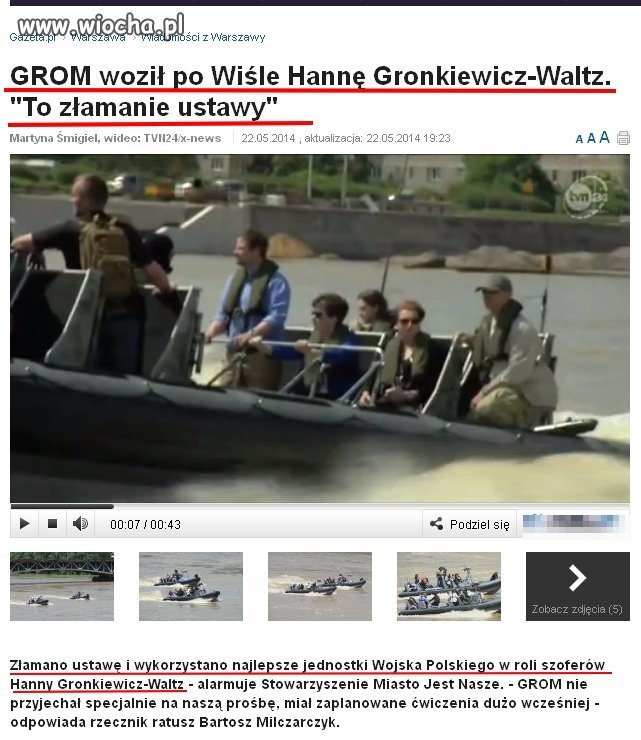 Jednostka  GROM jako taksówka Gronkiewicz -Waltz.