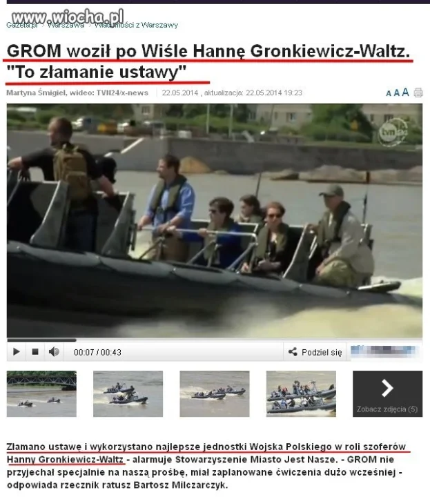 Jednostka  GROM jako taksówka Gronkiewicz -Waltz.