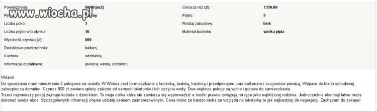 Sprzedam mieszkanie z lokatorem