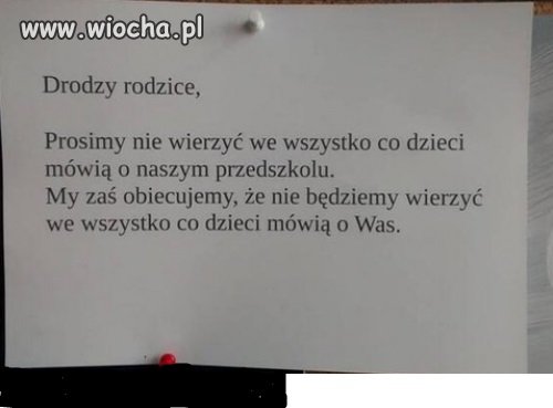 Ogłoszenie w przedszkolu 