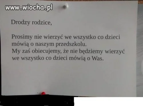Ogłoszenie w przedszkolu 