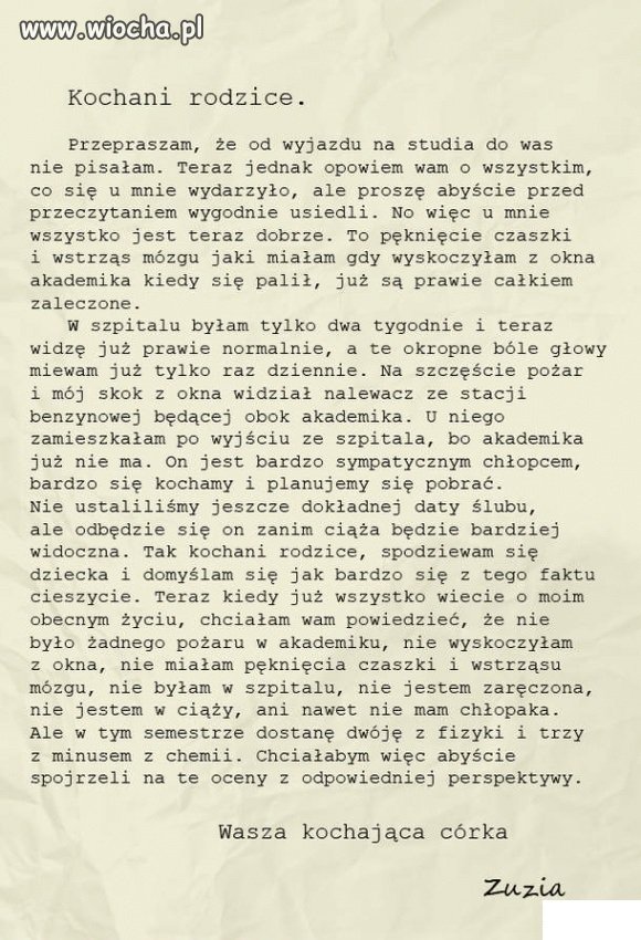 List Córki 