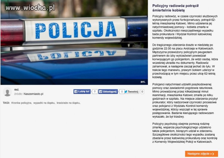 Radiowóz potrącił, a policjanci udzielili pomocy