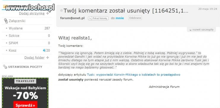 Władza boi się Korwina Mikke a onet dalej usuwa 