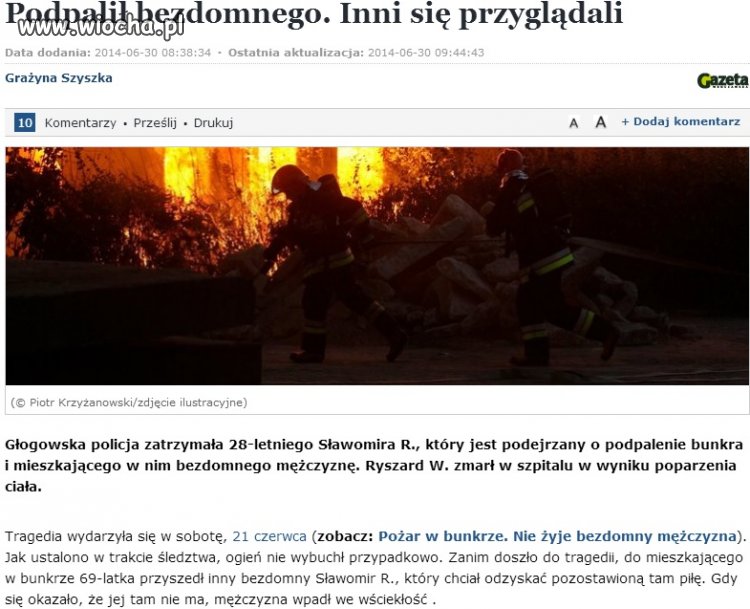 Podpalił bezdomnego...