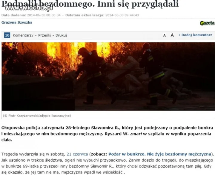 Podpalił bezdomnego...