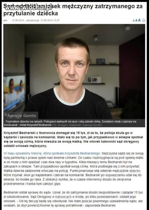 Ojciec nie może przytulić córki,