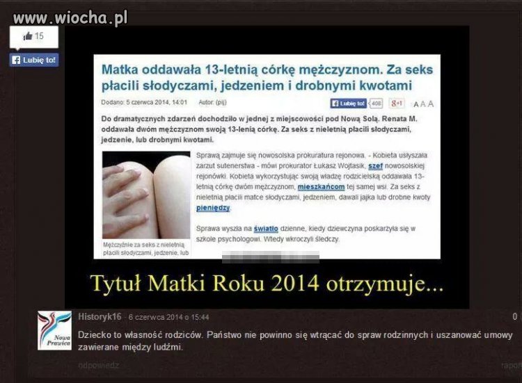 Artykuł bulwersujący ale komentarz pod nim... 
