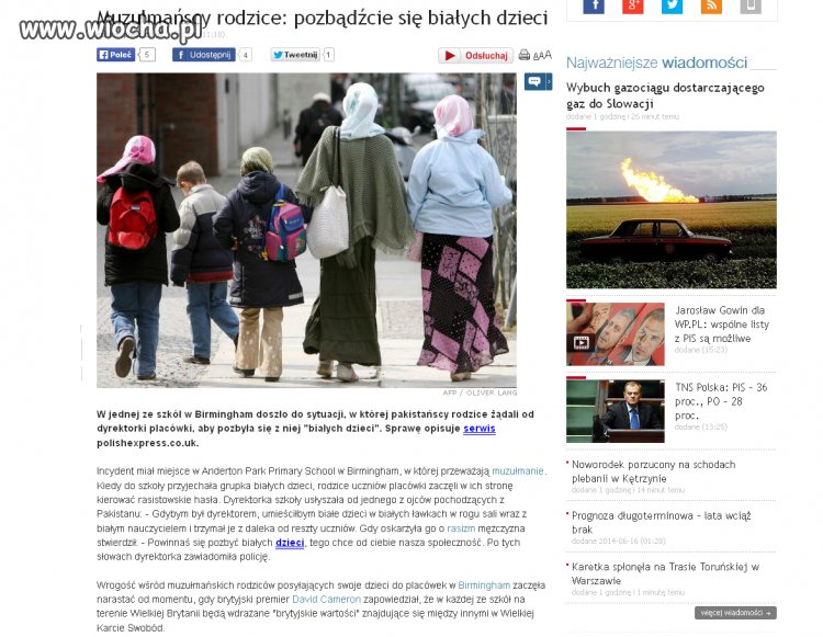 Muzułmaśscy rodzice: pozbądźcie się białych dzieci