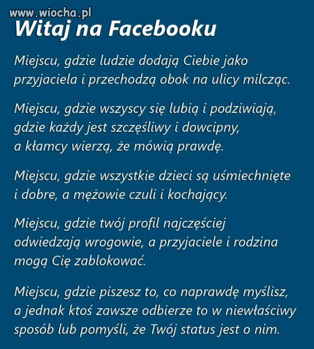 Facebook rzeczywistość równoległa