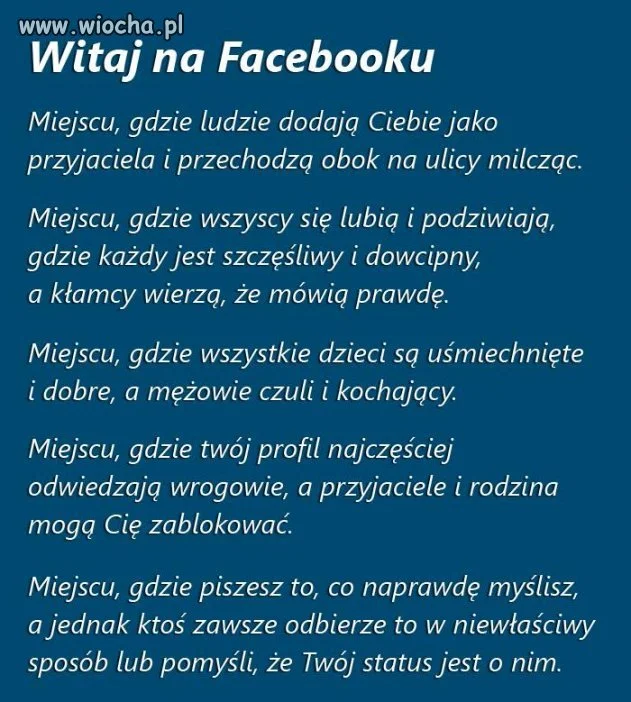 Facebook rzeczywistość równoległa