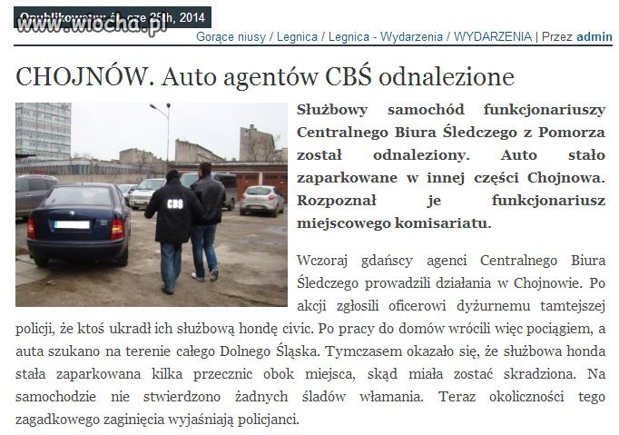 CBŚ przyjechało Hondą Civic