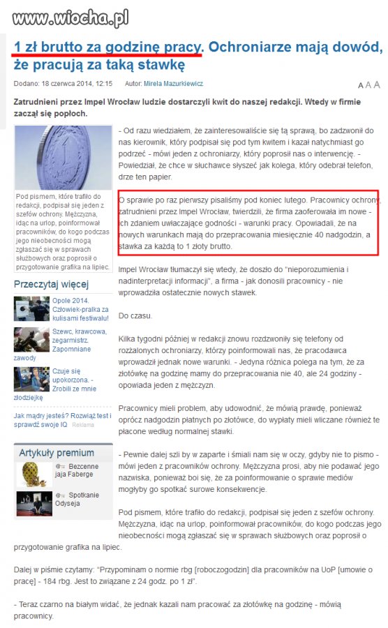 1 Zł za Godzine Pracy 